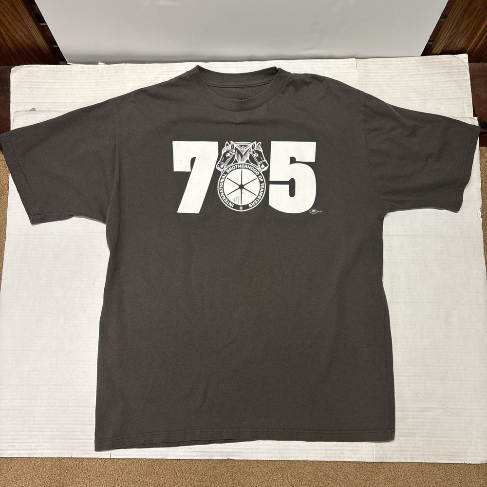 Union Line Teamsters 705 T-Shirt XL Gray 100% Cotton USA Union Made